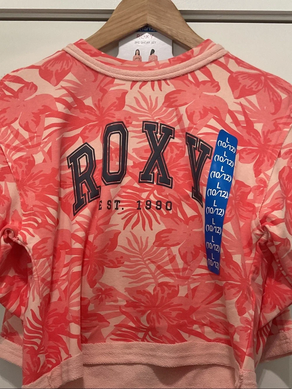 Roxy Girls Coral Pink Tropical Print Matching Set
